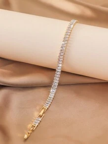 Hihho 1 chiếc vòng tay tennis nữ phong cách hip-hop đính đá Zirconia hình trái tim, thiết kế lấp lánh, đa năng, cao cấp, cá tính, màu kẹo ngọt, thích hợp cho các lễ hội, tiệc tùng, dạ hội. - Nhiều màu - Xem 4