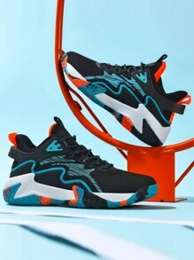 Basketballschuhe für Herren, bequeme, atmungsaktive, stoßdämpfende, rutschfeste Turnschuhe zum Schnüren für Training, Laufen und Spazierengehen im Innen- und Außenbereich