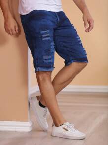Men Shorts - Dark Wash - View 3