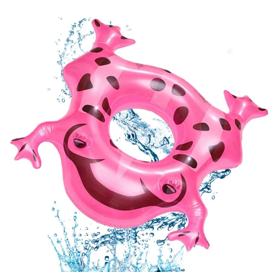 1入夏季青蛙游泳圈，泳池充氣浮動，適用於6-36個月嬰兒的泳池玩具和夏季浮動床，粉色泳池浮動和夏季游泳浮筒