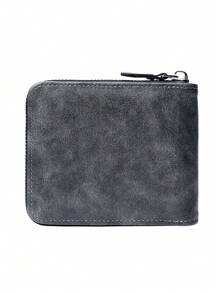 BATSIOE Classic Men Wallet, Vintage Cross-Border Zipper Crop Design, Multi-Card Slots & Fashionable Coin Purse - Black - View 3