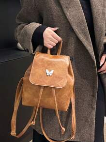 1 pieza Mochila minimalista de gran capacidad con estampado de mariposa para viaje, bolsa de hombro