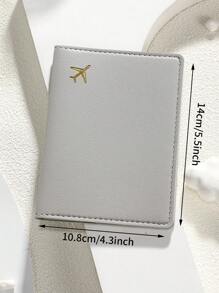 1 pieza Funda de pasaporte minimalista de piel sintética, adecuada para uso diario, viajes al aire libre, viajes de negocios, portafotos de pasaporte familiar con estampado de avión, accesorios de viaje - Multicolor - Ver 12