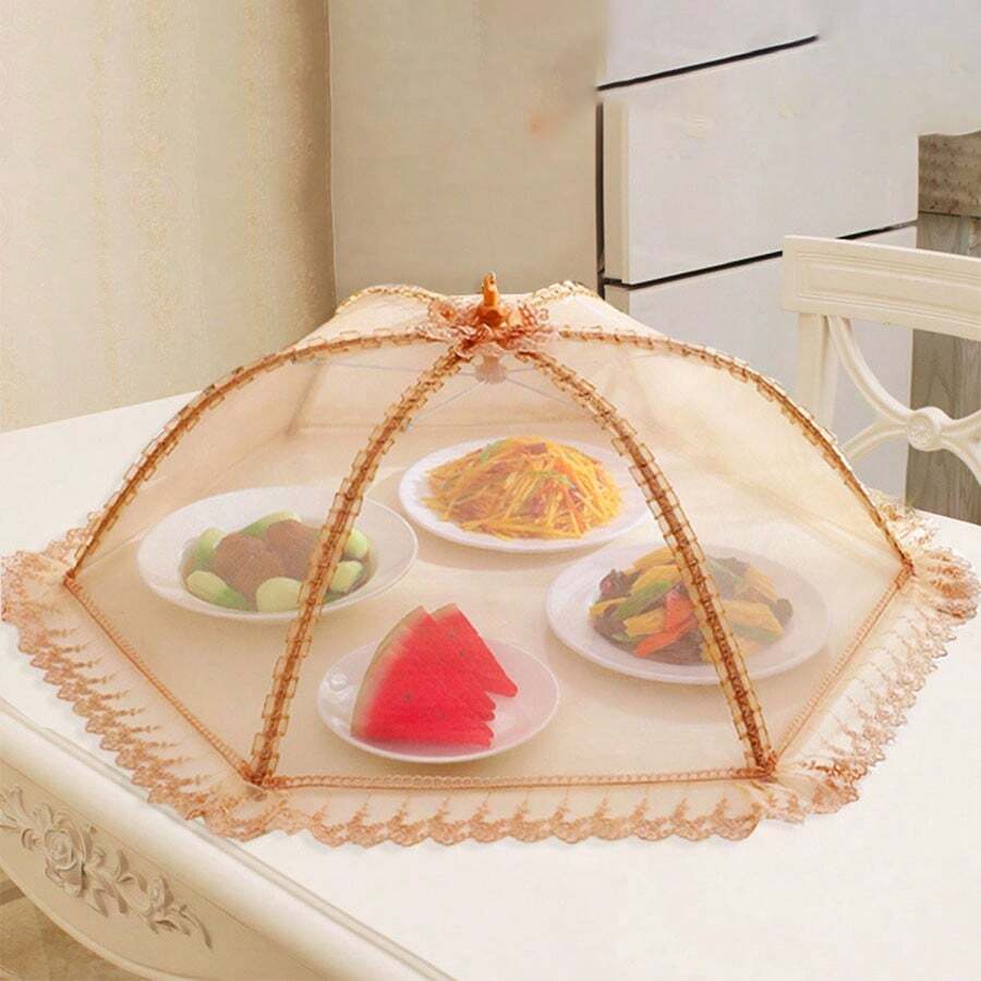 1入家用防蚊食品罩，蔬菜罩，可折疊餐桌罩，防蟲防蒼蠅剩菜罩，防塵透氣蔬菜雨傘[顏色和圖案隨機] - 彩色 - 查看 1