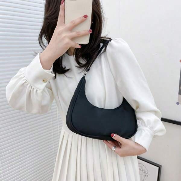 Bolsa Alforje de Nylon, Bolsa de Ombro Leve e Pequena de Cor Sólida, Casual de Negócios, Portátil, para Adolescentes, Mulheres Universitárias, Trabalhadores de Colarinho Branco, Perfeita para Escritório, Faculdade, Escola Primária, Escola Média, Escola Secundária, Trabalho, Negócios, Deslocamento