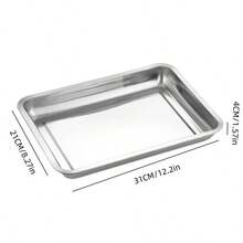 1 pieza de plato cuadrado magnético de acero inoxidable, con un grosor de 0,4 mm, bandeja para hornear y cocinar al vapor pescado y arroz, disponible en varios tamaños (de 2 a 4 cm de altura) - Plato hondo 31*21*4 - Ver 8