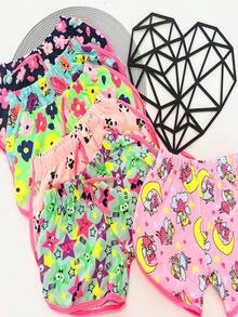 Kit 3 short de Verão menina Infantil ESTAMPAS E CORES SORTIDAS - Multicolorido - Visão 2