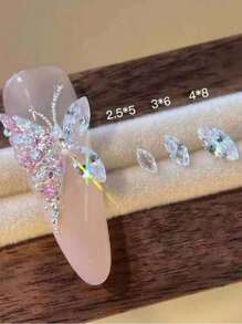 50 piezas de diamantes de imitación marquesa con base afilada para arte de uñas con fondo claro, hace usted mismo encantos de uñas, joyas de uñas, suministros de uñas decoración uñas
