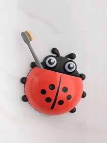 1入2024年新款可愛牙刷架，可黏貼吸盤卡通牙刷架，甲蟲牙膏牙刷架，盥洗台用具收納，浴室收納架，有4種顏色可選