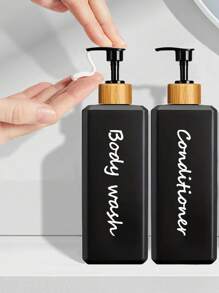 3PCS 500ML Shampoo And Conditioner Dispenser With 3 Waterproof Labels, Refillable Shampoo Pump Bottles For Shower Soap For Bathroom Home Bathroom Decor Fall Decor Back To School - Black - View 4