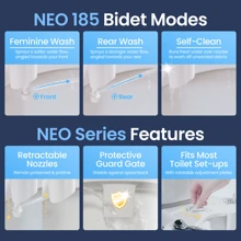 LUXE Bidet NEO 185 - Self-Cleaning, Dual Nozzle, Non-Electric Bidet Attachment For Toilet Seat, Adjustable Water Pressure, Rear And Feminine Wash (Blue, White, Rose Gold, Pearl Gray) - 藍色 - 查看 4