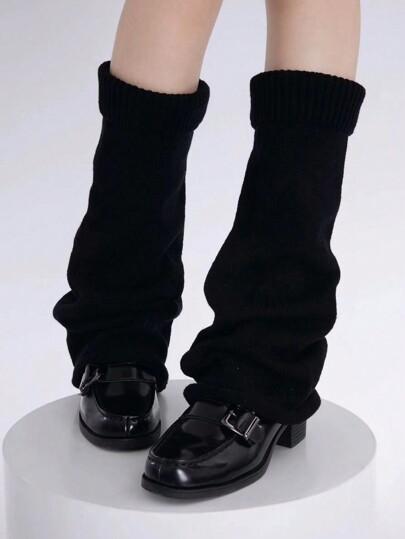 1pair Women Personalized Solid Color Tube Leg Warmers With Flared Cuff