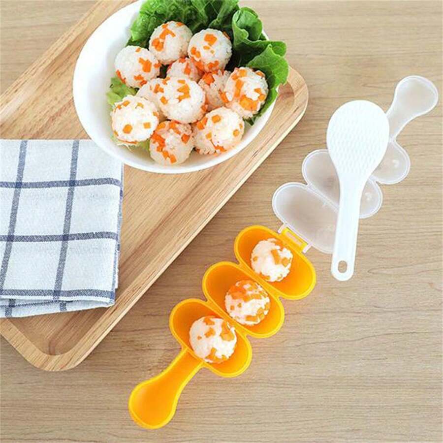 2 piezas Herramienta agitadora de sushi, agitador de bolas de arroz, agitar para hacer bolas de arroz redondas, agitador de arroz, molde de bolas de arroz, herramienta moldeadora de arroz 3 en 1 DIY - Multicolor - Ver 1