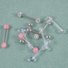 5pairs Stylish Simple Ball Shaped Barbell Tongue Rings, Suitable For Women's Daily Wear