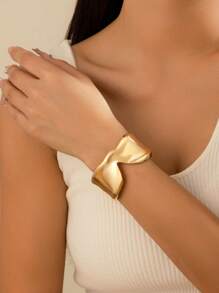 1 Stück übertrieben modisches, minimalistisches Multi-Element Metall-Geometrie Armreif für Frauen, Schmuckgeschenk für den täglichen Charme Schmuck - Goldgelb - Übersicht 15