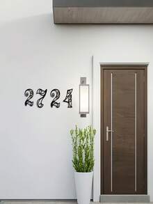 1 szt. Metalowa tabliczka z numerem domu, tabliczka adresowa dla domu, werandy, drzwi wejściowych, dekoracje ścienne wewnątrz/na zewnątrz, prezent z kombinacją cyfr dla rodziny i przyjaciół, prezent na parapetówkę - Czarne - Zobacz 10