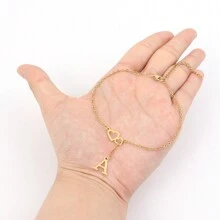 1 pieza Nuevo tobillera con colgante de cadena inicial en forma de corazón de acero inoxidable para mujeres Día de San Valentín