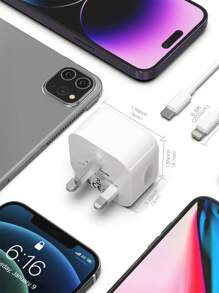 VHBW Compatible With IPhone Fast Charger With 200cm/6.6ft USB C To Lightning Charging Cable,20W USB C Wall Charger Block Compatible With IPhone 14/Plus/13/12/11/Pro Max/Mini/IPad - White - View 6