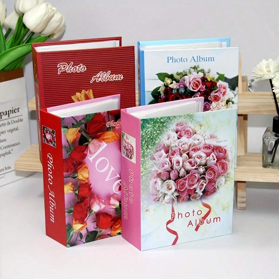 6-Inch 100 Sheets Insert Page Small Photo Album, Large Capacity Family Album, Couple Memory Book - White - View 1