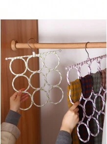 1pc 28-Ring Hanging Scarf Rack Circle Hanger Colorful Woven Foldable 16-Ring Silk Scarf & Belt Storage Rack/Random Color - Multicolor - View 8