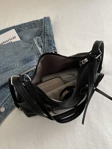 Mochila plateada nueva para mujeres 2024, bolsa de hombro inspirada en el ballet, mochila de gran capacidad para viaje diario de uso múltiple - Negro - Ver 7