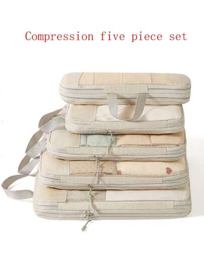 5 Pieces Compression Packing Cubes For Suitcases, Light Travel Suitcase Organizer Bags Set, With Shoe Bag, Expandable Packing Luggage Organizer Bags, Space-Saving Travel Essentials Accessories Travel Essentials For Travel Backpack Travel Bag Luggage Suitcase Travel Gear Back To School Moving Bags Organizer