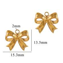5 Pcs Stainless Steel French Gold Plated Bow Waterproof Gold Plated Charm DIY Necklace Bracelets Jewelry Making Accessories
