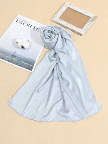 Elegant 1pc Women's Solid Color Matte Satin Scarf, All Seasons Fashionable Sunscreen Warm Shawl For Daily Commute Or Street Wear With Head Wrap - Multicolor - View 28