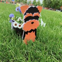 Novedosa y creativa maceta con forma de Yorkshire Terrier - Negro - Ver 3