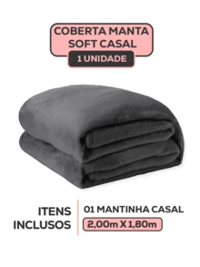 Cobertor Manta Solteiro 01 Peça Avulso 2,00 x 1,80 Mantinha Softy Fleece Casal Antialergico Toque Pelucia Macio Hipoalergênico - Chumbo - Visão 3