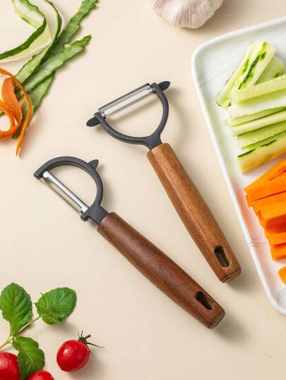 Cirelle 1 pieza Pelador de manzana de acero inoxidable con mango de madera, rallador de patatas, herramienta para verduras y frutas, artículo de cocina, cortador, alimentos, ensalada, decoración, almacenamiento, fiesta, cumpleaños, artículos esenciales de cocina Rama, utensilios de cocina