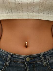 Charming Cubic Zirconia Inlaid Leaf Decorated Belly Button Ring For Women, Party Daily Accessory - Yellow Gold - View 1