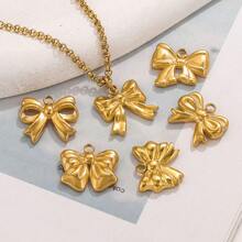 5 Pcs Stainless Steel French Gold Plated Bow Waterproof Gold Plated Charm DIY Necklace Bracelets Jewelry Making Accessories