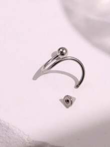 1pc Stainless Steel Conical Lip Ring Piercing Jewelry For Women - Silver - View 9