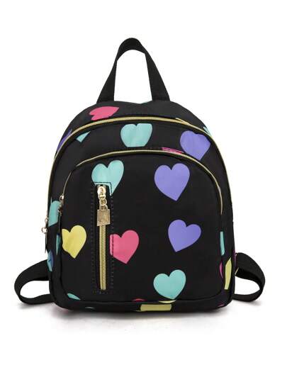 1pc Pure Black Nylon Mini Leisure Fashionable Backpack,Convenient And Versatile,Suitable For Women's Daily Use,Dates,And Travel,School Bag,Portable,Laptop Compartment,Large Capacity,For Teen Girls Women College Students,College,Middle School,High School,Outdoors,Travel,Outings,Elementary School,Office, Back To School Supplies Valentines ,University Bag