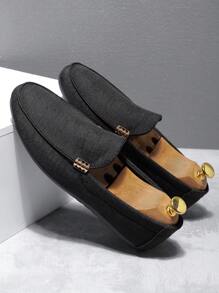 男士新款防滑轻便软底北京布鞋，一脚蹬休闲驾车鞋（尺码偏大一码） - 黑色 - 查看 4