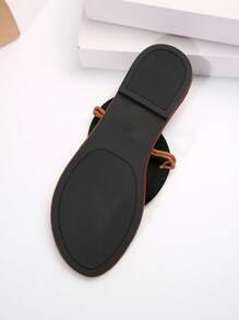 Women's New Summer Two-Tone Mango Open Toe Flat Casual Slippers - Gold and Silver - View 9