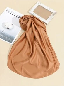Elegant 1pc Women's Solid Color Matte Satin Scarf, All Seasons Fashionable Sunscreen Warm Shawl For Daily Commute Or Street Wear With Head Wrap - Multicolor - View 6