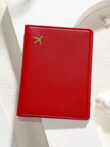 1 pieza Funda de pasaporte minimalista de piel sintética, adecuada para uso diario, viajes al aire libre, viajes de negocios, portafotos de pasaporte familiar con estampado de avión, accesorios de viaje - Multicolor - Ver 20