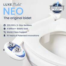 LUXE Bidet NEO 185 - Self-Cleaning, Dual Nozzle, Non-Electric Bidet Attachment For Toilet Seat, Adjustable Water Pressure, Rear And Feminine Wash (Blue, White, Rose Gold, Pearl Gray) - 藍色 - 查看 2