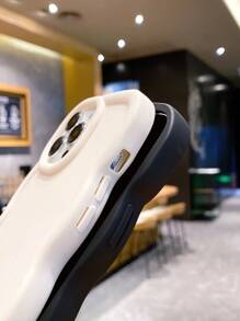 3pcs Dopamine-Themed Wavy Textured Phone Cases, Black/White/Pink Color, Compatible With IPhone & Galaxy - Multicolor - View 8