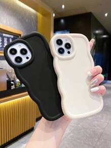 3pcs Dopamine-Themed Wavy Textured Phone Cases, Black/White/Pink Color, Compatible With IPhone & Galaxy - Multicolor - View 7