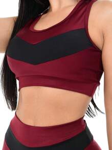 Women Sports Sets - 酒紅色 - 查看 4