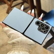 A55 Magnetic Adsorption Full Coverage A35 Lychee Texture Leather Pattern S23FE Phone Case Compatible With Samsung S24Ultra - Blue - View 4