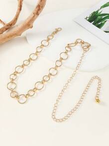 Cadena de cintura geométrica de metal circular para mujer, para verano, escuela, otoño, Halloween