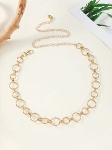 Cadena de cintura geométrica de metal circular para mujer, para verano, escuela, otoño, Halloween