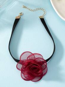 1件女士網狀花瓣編織項鍊，適合日常穿搭 - 花形項鍊 - 查看 2