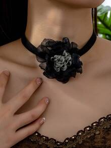 1件女士網狀花瓣編織項鍊，適合日常穿搭 - 花形項鍊 - 查看 8