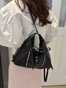 Mochila plateada nueva para mujeres 2024, bolsa de hombro inspirada en el ballet, mochila de gran capacidad para viaje diario de uso múltiple - Negro - Ver 5