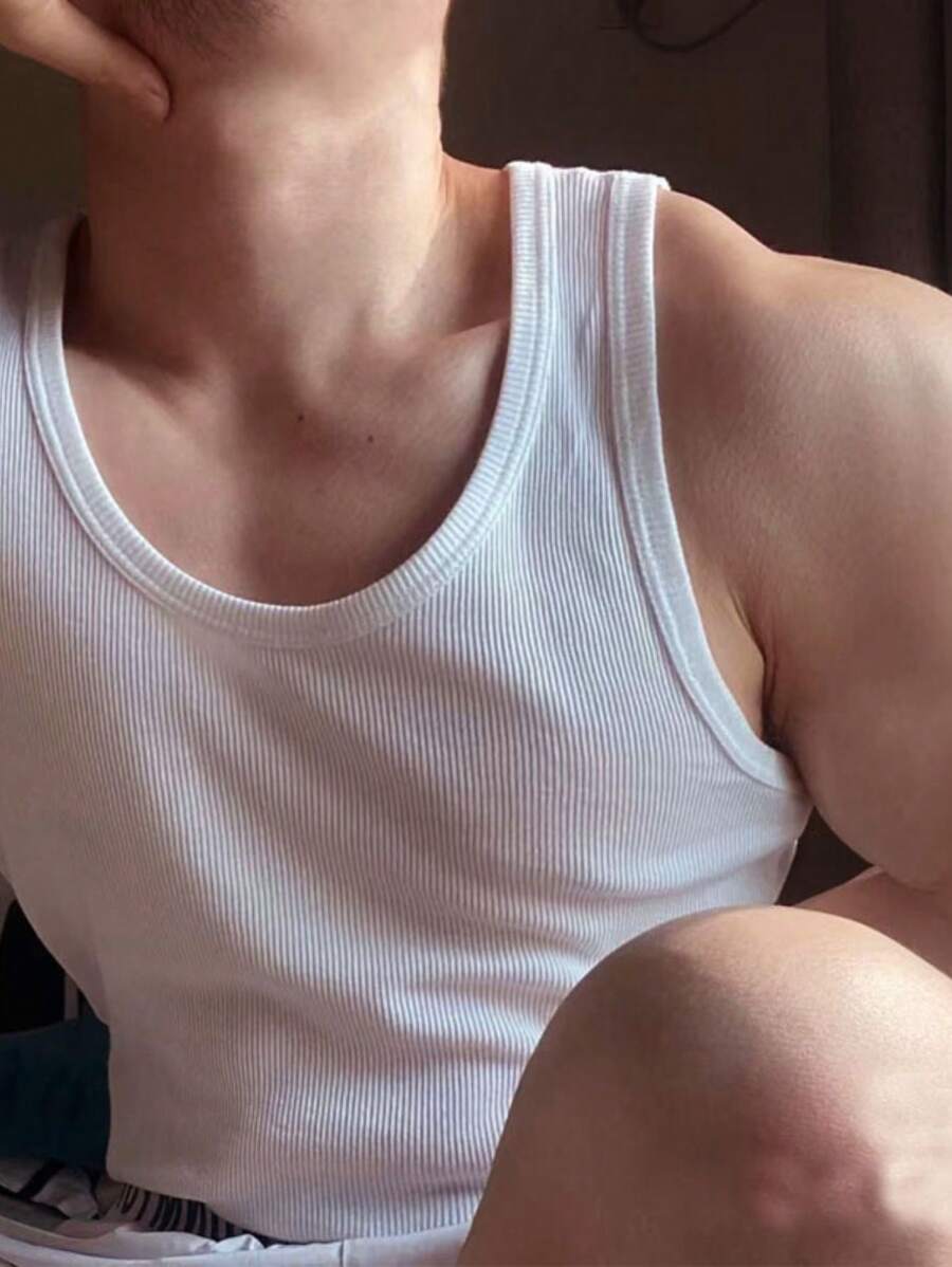 Men Tank Tops - 白色 - 查看 1